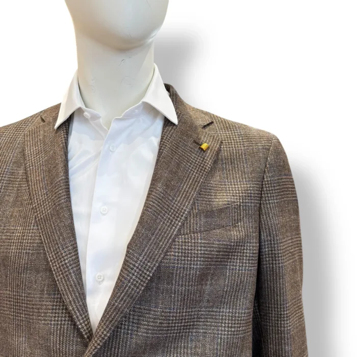 Giacca Latorre in Misto Lana e Cashmere Loro Piana Check Marrone Drop 4 Art. F44 QI0266/500, foto 3 di 3