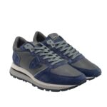 Sneakers Uomo Philippe Model Tropez Haute In Camoscio Blu e Pelle Grigia cod. TKLU XI05 - immagine 2
