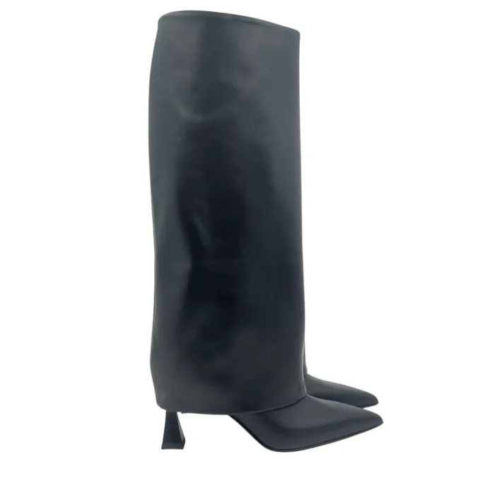 Stivali Sergio Levantesi in Nappa Nera con Effetto Calza Tacco a Clessidra 9 cm art. Krizia, foto 1 di 5