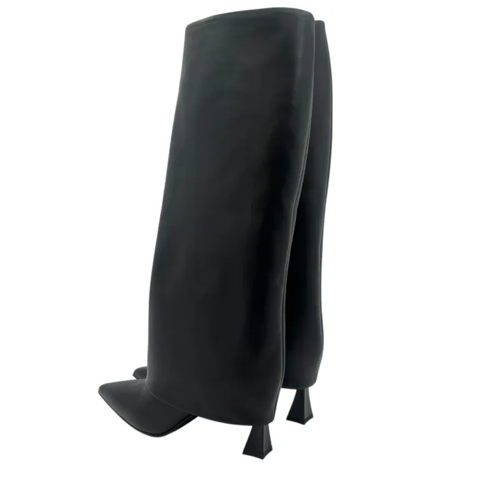 Stivali Sergio Levantesi in Nappa Nera con Effetto Calza Tacco a Clessidra 9 cm art. Krizia, foto 4 di 5