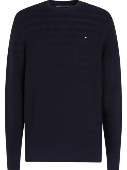 Maglioncino Girocollo in Cotone Garzato e Tramato Uomo Tommy Hilfiger Blu art. MW0MW39535 DW5