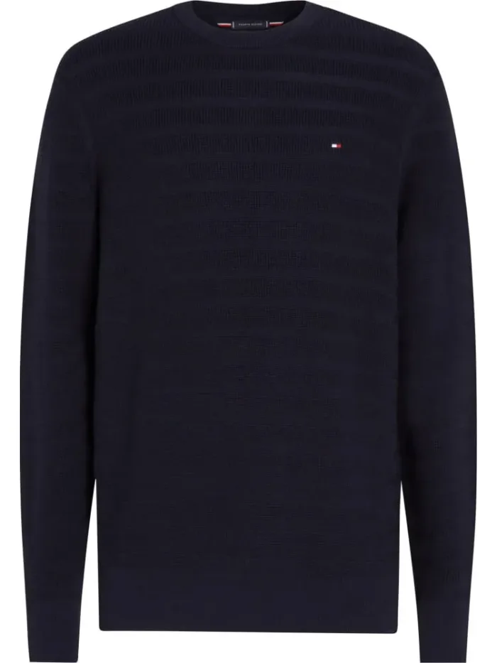 Maglioncino Girocollo in Cotone Garzato e Tramato Uomo Tommy Hilfiger Blu art. MW0MW39535 DW5, foto 1 di 3