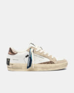 Sneaker Donna Crime London SK8 Deluxe in Pelle Bianca e Camoscio Beige art. 25100AA8.10