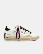Sneaker Donna Crime London SK8 Deluxe Wedge in Pelle Bianca e Glitter Oro art. 25192AA8.10