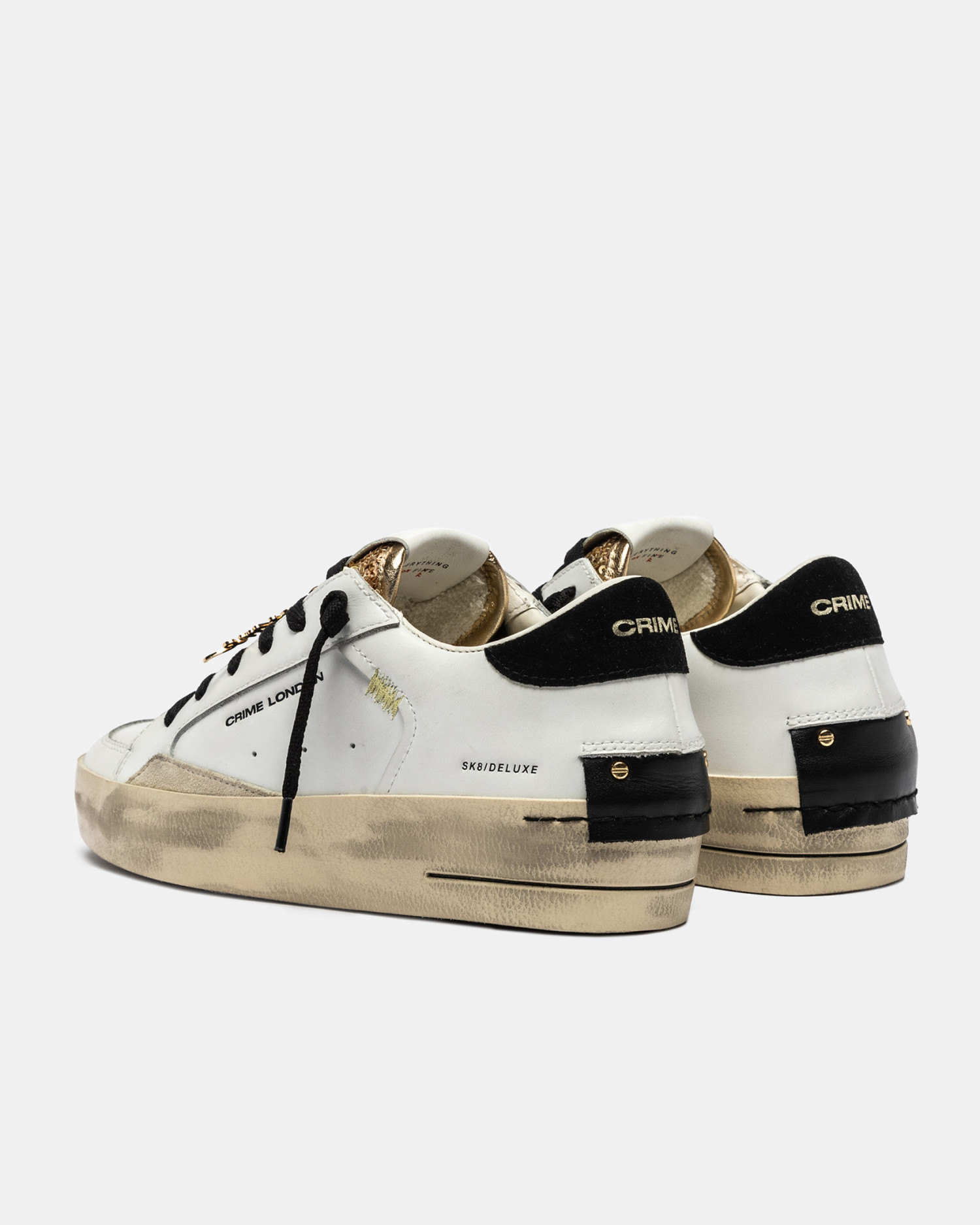 Sneaker Donna Crime London SK8 Deluxe Wedge in Pelle Bianca e Glitter Oro art. 25192AA8.10 - immagine 3