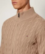 Maglione Con Treccie e Zip Uomo In Cotone Tommy Hilfiger Beige art. MW0MW40440 AFE - immagine 4