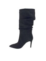 Tronchetto Via Roma 15 mezza gamba tacco h 8,5 cm V Dorata in Camoscio Nero Arricchiato art 4241 - immagine 2