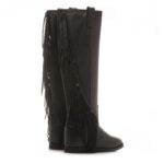 Stivali Via Roma 15 con Zeppa Interna H 5 cm Malibù in Pelle Nera E Frangie art. 4419 - immagine 3