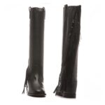 Stivali Via Roma 15 con Zeppa Interna H 5 cm Malibù in Pelle Nera E Frangie art. 4419 - immagine 4