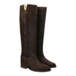 Stivali Via Roma 15 con Zeppa Interna H 5 cm Desire in Pelle Nubuck Martellata Testa di Moro V Dorata art. 2568 - immagine 3