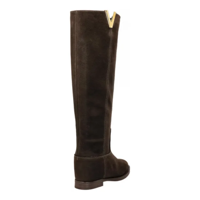 Stivali Via Roma 15 con Zeppa Interna H 5 cm Desire in Pelle Nubuck Martellata Testa di Moro V Dorata art. 2568, foto 2 di 4