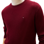 Maglione Girocollo a Costine Uomo In Cotone e Cashmere Tommy Hilfiger Bordeaux art. MW0MW40449 VLP - immagine 3
