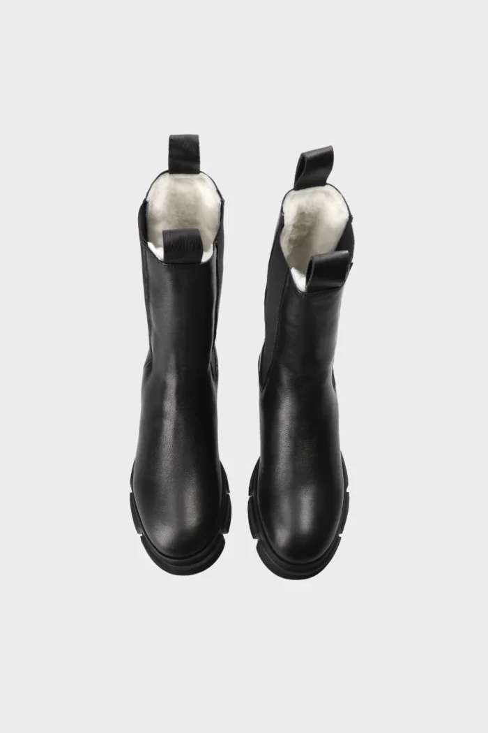 Stivaletto Beatles Copenhagen in Pelle Nera ed Imbottitura Interna H 4,5 cm Art CPH500 Leather Teddy Black, foto 3 di 5