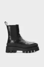 Stivaletto Copenhagen in Pelle Nera Effetto Coccodrillo Art CPH686 H 6,5 cm Croco Leather Black