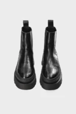 Stivaletto Copenhagen in Pelle Nera Effetto Coccodrillo Art CPH686 H 6,5 cm Croco Leather Black - immagine 2