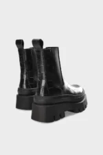 Stivaletto Copenhagen in Pelle Nera Effetto Coccodrillo Art CPH686 H 6,5 cm Croco Leather Black - immagine 4