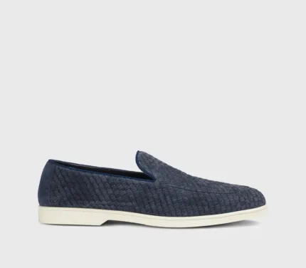 Mocassino Uomo Doucal's In Camoscio Intrecciato Bluette con Fondo Gomma Antiscivolo Art. DU3416NWMAUY261GB00