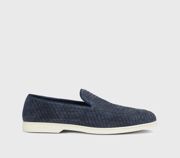 Mocassino Uomo Doucal's In Camoscio Intrecciato Bluette con Fondo Gomma Antiscivolo Art. DU3416NWMAUY261GB00, foto 1 di 4