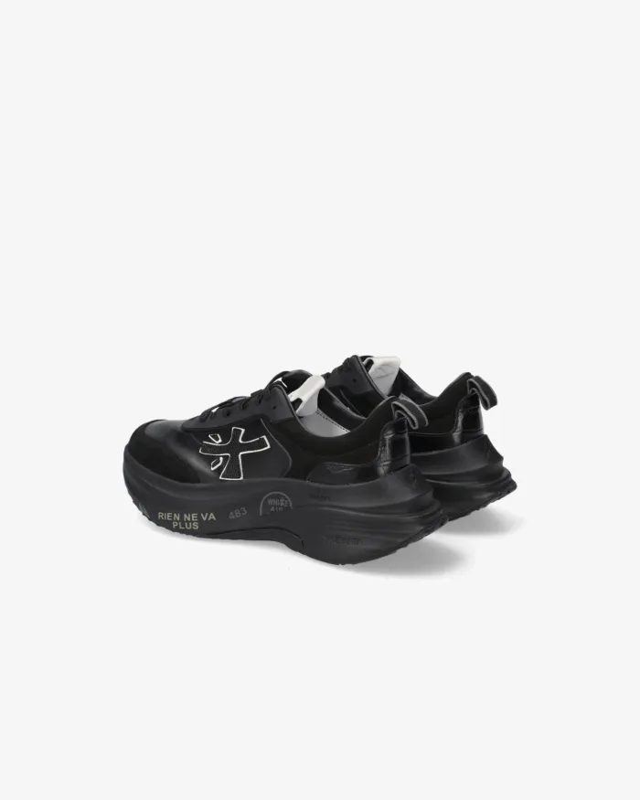 Sneakers Premiata Donna in Pelle e Camoscio Nera art. Hill 7905, foto 3 di 5