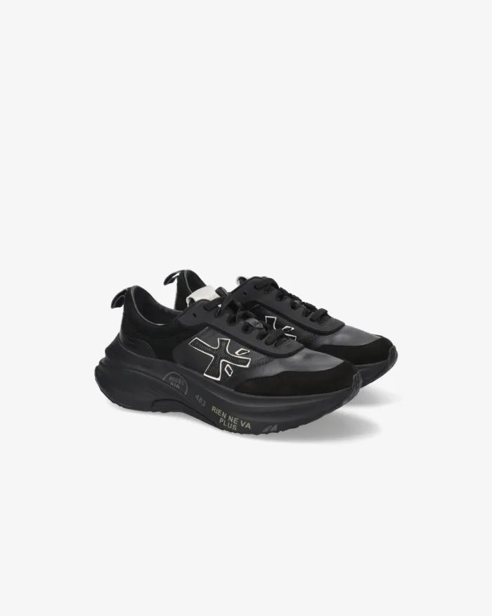 Sneakers Premiata Donna in Pelle e Camoscio Nera art. Hill 7905, foto 4 di 5