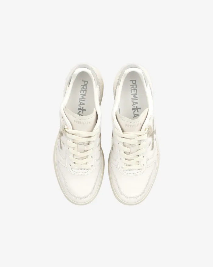 Sneakers Premiata Donna in Pelle Avorio e Dettagli Cavallino art. Micol 7750, foto 4 di 4
