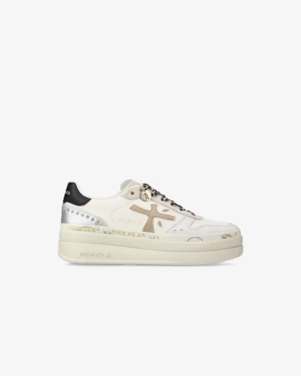 Sneakers Premiata Donna in Pelle Avorio e Dettagli Maculati art. Micol 7751
