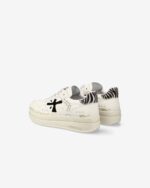 Sneakers Premiata Donna in Pelle Avorio e Dettagli Zebrati art. Micol 7752 - immagine 3