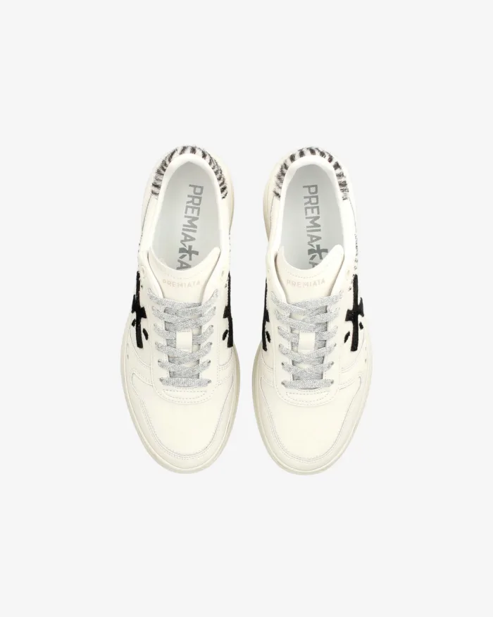 Sneakers Premiata Donna in Pelle Avorio e Dettagli Zebrati art. Micol 7752, foto 4 di 4