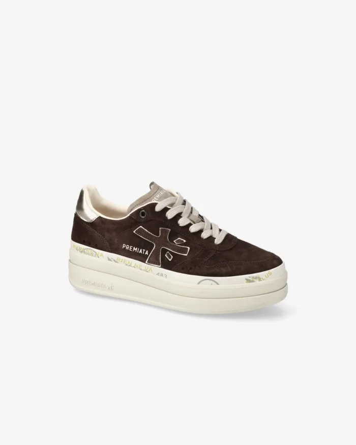 Sneakers Premiata Donna in Camoscio Marrone art. Micol 7894, foto 2 di 4