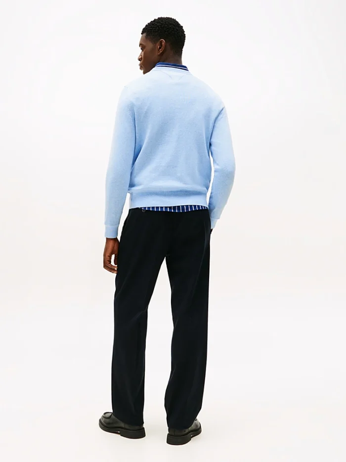 Maglione Girocollo Uomo Cotton Cashmere Tommy Hilfiger Azzurro art. MW0MW28046 DVD, foto 4 di 5