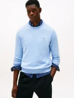 Maglione Girocollo Uomo Cotton Cashmere Tommy Hilfiger Azzurro art. MW0MW28046 DVD - immagine 3