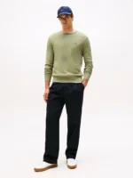 Maglione Girocollo Uomo Cotton Cashmere Tommy Hilfiger Verde Chiaro art. MW0MW28046 L9A - immagine 3