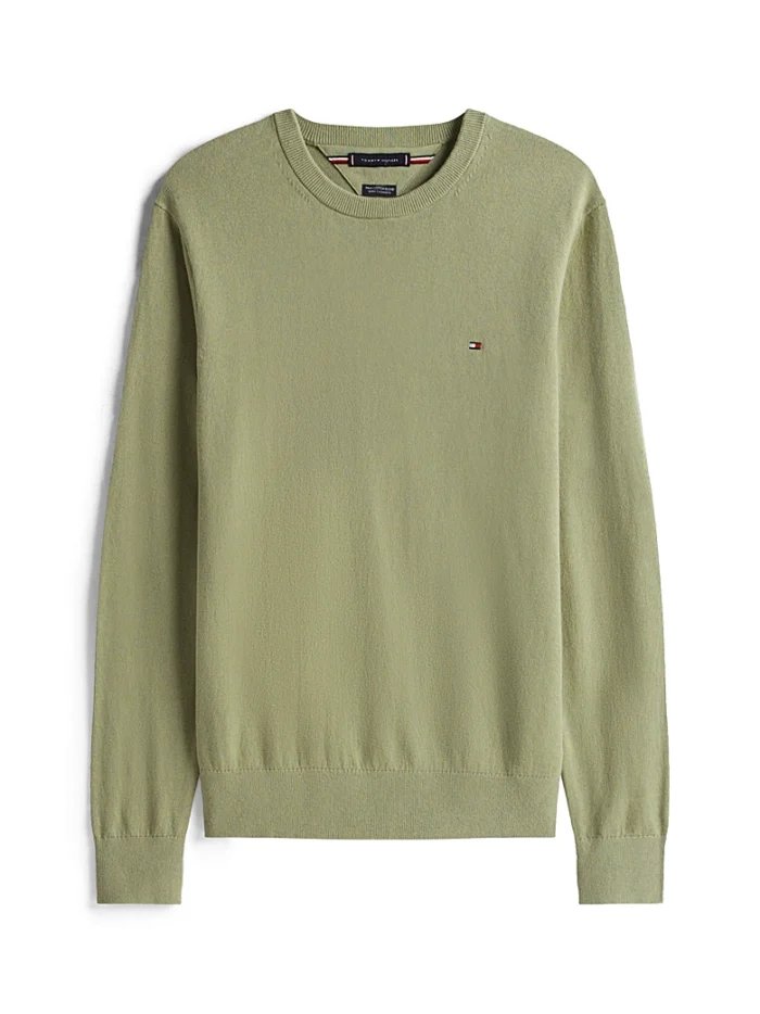 Maglione Girocollo Uomo Cotton Cashmere Tommy Hilfiger Verde Chiaro art. MW0MW28046 L9A, foto 1 di 5