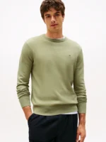 Maglione Girocollo Uomo Cotton Cashmere Tommy Hilfiger Verde Chiaro art. MW0MW28046 L9A - immagine 2