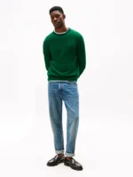 Maglione Girocollo Uomo Cotton Cashmere Tommy Hilfiger Verde Bosco art. MW0MW28046 MQ8 - immagine 3