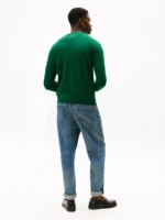 Maglione Girocollo Uomo Cotton Cashmere Tommy Hilfiger Verde Bosco art. MW0MW28046 MQ8 - immagine 5