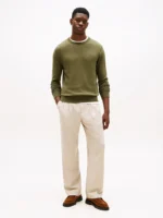 Maglione Girocollo Uomo Cotton Cashmere Tommy Hilfiger Verde Militare art. MW0MW28046 MT1 - immagine 5