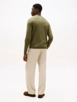 Maglione Girocollo Uomo Cotton Cashmere Tommy Hilfiger Verde Militare art. MW0MW28046 MT1 - immagine 4