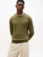 Maglione Girocollo Uomo Cotton Cashmere Tommy Hilfiger Verde Militare art. MW0MW28046 MT1 - immagine 2