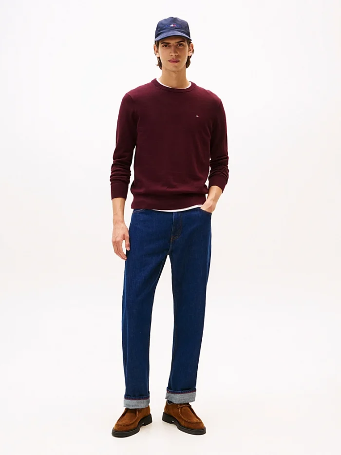 Maglione Girocollo Uomo Cotton Cashmere Tommy Hilfiger Bordeaux art. MW0MW28046 XIH, foto 5 di 5