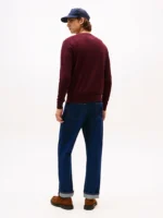 Maglione Girocollo Uomo Cotton Cashmere Tommy Hilfiger Bordeaux art. MW0MW28046 XIH - immagine 3