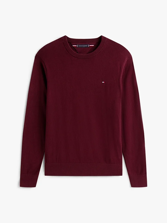 Maglione Girocollo Uomo Cotton Cashmere Tommy Hilfiger Bordeaux art. MW0MW28046 XIH, foto 1 di 5