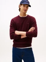 Maglione Girocollo Uomo Cotton Cashmere Tommy Hilfiger Bordeaux art. MW0MW28046 XIH - immagine 2