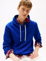 Felpa Con Cappuccio Uomo In Pile Tommy Hilfiger Blu Elettrico art. MW0MW39997 D03 - immagine 2