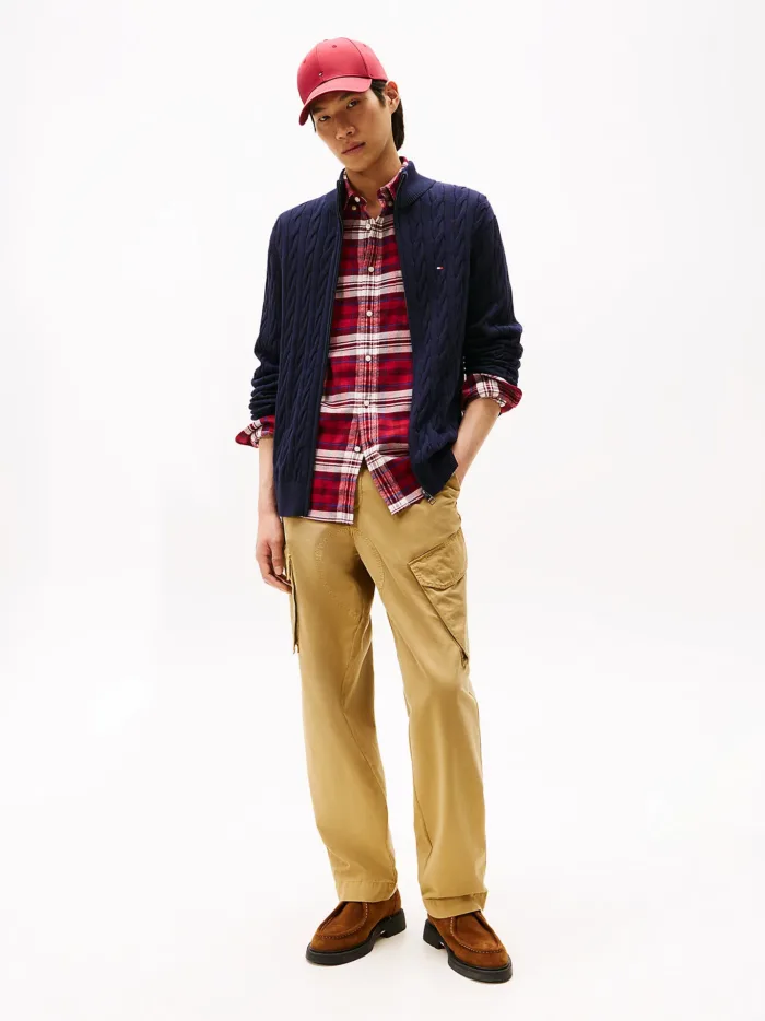 Maglione Con Treccie e Zip Uomo In Cotone Tommy Hilfiger Blu art. MW0MW40440 DW5, foto 3 di 4