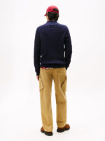 Maglione Con Treccie e Zip Uomo In Cotone Tommy Hilfiger Blu art. MW0MW40440 DW5 - immagine 4
