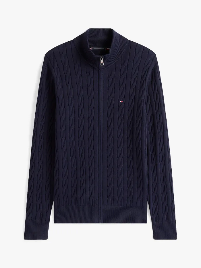 Maglione Con Treccie e Zip Uomo In Cotone Tommy Hilfiger Blu art. MW0MW40440 DW5, foto 1 di 4