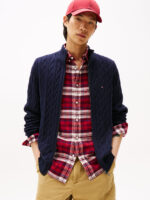 Maglione Con Treccie e Zip Uomo In Cotone Tommy Hilfiger Blu art. MW0MW40440 DW5 - immagine 2