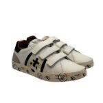 Sneakers Premiata Kids In Pelle Bianca E dettagli Neri Chiusura Strappi art. Andy V - immagine 2