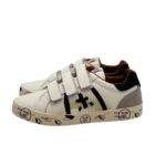 Sneakers Premiata Kids In Pelle Bianca E dettagli Neri Chiusura Strappi art. Andy V - immagine 5